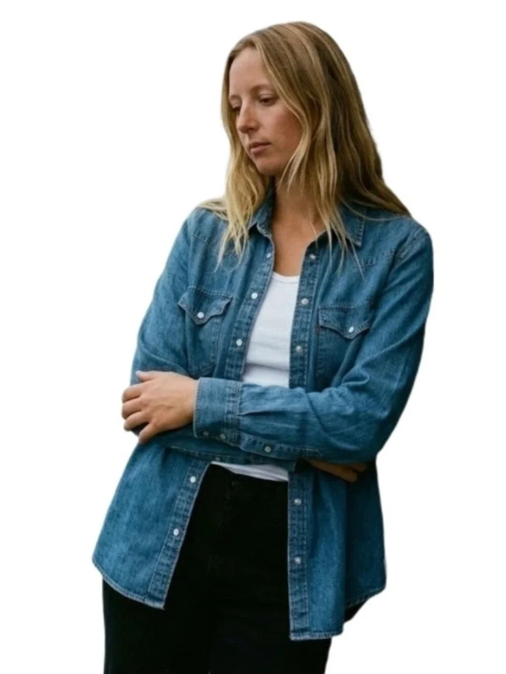 Levi's Shirt Ultimate Denim Button Up Longsleeve 100% Cotton Blue Plus Size 2X - Picture 8 of 16